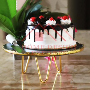 Metal <b>Frame</b> Wooden Top Cake Stand for Birthday Party Decorative Metal Cake Serving Stand - Product Image 5