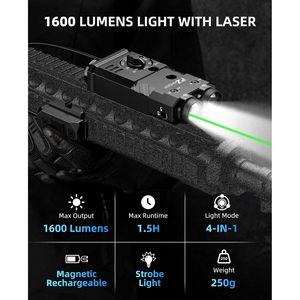 Lampe de poche sportive EZshoot, illuminateur IR, 1600 lumens, laser IR vert, combo 4 en 1, magnétique, rechargeable, noir - Product Image 2