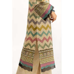 Conjunto de Traje Estampado Jacquard Beige para Mujer - Camisa y Pantalón - Product Image 2