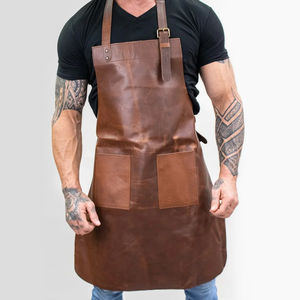 Delantal de cocina superior de cuero de vaca genuino multiusos profesional delantal de peluquero de cuero de lujo - Product Image 1