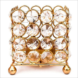 Ensemble de décoration de maison de noël cristal verre votif bougeoir fond 3 pieds boule utilisation toute l'année métal complété - Product Image 3