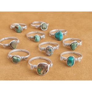 Trendy <b>Boho</b> Style Silver Plated <b>Ring</b> with Natural Turquoise Stone Fashionable Resale Appeal - Product Image 1