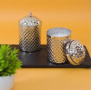 Silver Hammered Candle <b>Jars</b> With Lid For Home Hotel Restaurants Wedding Party <b>Decoration</b> in Affordable Price - Product Image 2