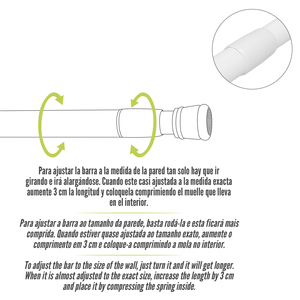 Asta per tenda da doccia allungabile, alluminio bianco, da 70 a 125 cm. - Product Image 3