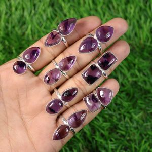 Natural púrpura Trapiche amatista doble piedra anillos joyería increíble calidad a granel al por mayor Collet anillos - Product Image 1