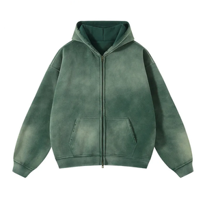 Sudaderas con capucha desgastadas lavadas con ácido de gran tamaño personalizadas para hombres, ropa informal de gran tamaño rasgada, sudaderas con capucha desgastadas para hombres - Product Image 5