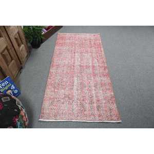 2.8x5.9 ft Turkish Rug, Vintage Accent Rug, <b>Red</b> Gray Patchwork <b>Wool</b> Rug - Product Image 1