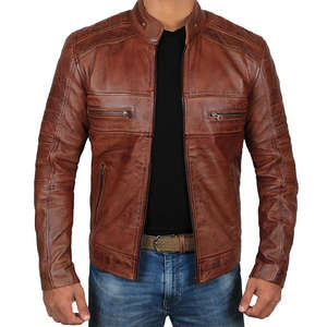 100% veste en cuir élégant en cuir véritable pour hommes coupe ajustée personnalisée - Product Image 2