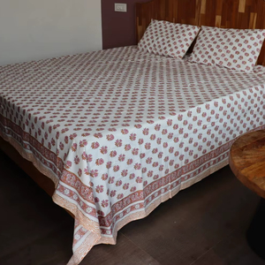 Juego de Ropa de Cama de Algodón Cambric con Estampado a Mano, con Fundas de Almohada, Colcha Bohemia a Precio de Mayoreo - Product Image 1