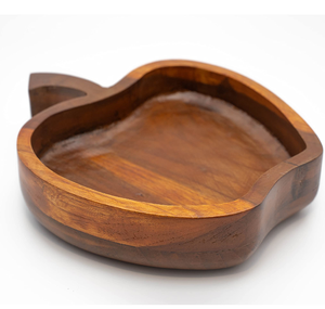 ชามไม้ตกแต่งรูปแอปเปิ้ลชามเสิร์ฟทำจากไม้เครื่องครัวขายส่ง - Product Image 1