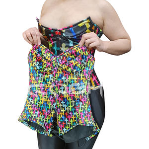 Corset en satin imprimé croix multicolores, cintré pour une taille sablée, idéal pour la mode et le maintien de la silhouette - Product Image 1