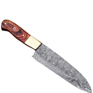 Venta al por mayor personalizado de alta calidad OEM ODM servicio Damasco acero cuchillo de cocina y cuchillo de Chef hecho a mano cuchillo de pan de hoja fija - Product Image 1