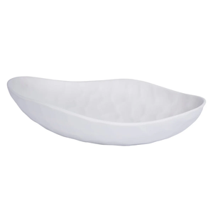 Elegante cuenco decorativo de aluminio con borde escultórico exterior blanco de forma orgánica e Interior plateado reflectante - Product Image 2