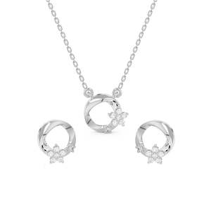 CLARA Juego de Collar y Pendientes de Plata de Ley 925, Joyería Fina para Mujer - Product Image 1