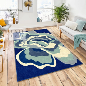 Luxe bleu océan Floral 3D Design moderne tapis touffeté à la main laine de haute qualité taille personnalisée pour la maison hôtel ou salon - Product Image 1