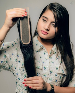 2x6 HD Lace Closures for Women 100% Virgin Remy Raw Indian Human Hair Extensions Natural Brown Black 100gram Weight - Product Image 2