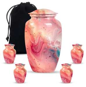 Urne de tourbillon rose et pêche pour les cendres humaines Urne décorative personnalisée pour les cendres adultes Souvenir mémorial Urne de 200 pouces cubes - Product Image 4