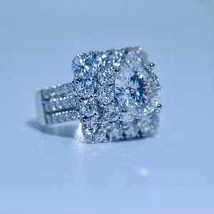 Bagues de mariage en or blanc massif de haute qualité 18 carats de forme ronde bagues en diamant cultivées en laboratoire pour femmes bijoux fins - Product Image 1