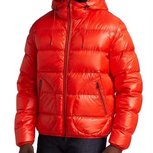 Style Men's Quilted Shiny Puffer Jacket Glossy Padded Winter Hood <b>Bubble</b> <b>Coat</b> Walking Plus Size Outerwear With Patch Logo - Product Image 4