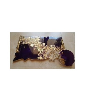 <b>Serving</b> <b>Tray</b> with coaster and Brass 100% Best Quantity Light <b>Black</b> and White Color and Decorative Food <b>Tray</b> with for Hotel Home - Product Image 1