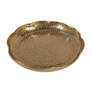 Plateau rond en métal martelé de qualité supérieure, élégante assiette de présentation en aluminium moulé, plateau de service professionnel pour l'hôtellerie - Product Image 3