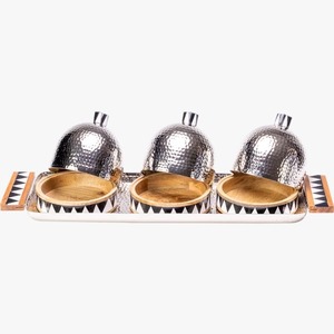High Quality Wooden Jar with Stainless Steel Cover Serving Set for Dates Lacquer Technique Wholesale Price India for <b>Food</b> Use - Product Image 6