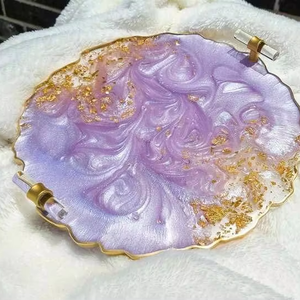 Plateau de service en résine époxy fait main unique en son genre, essentiels de cuisine pour la maison, le restaurant, l'hôtel, plateaux de service décoratifs élégants - Product Image 1