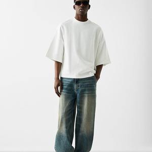 Camisetas Extra Grandes de Algodón 100% para Hombre, Cuello Alto, Transpirables, Tejidas, Holgadas, con Hombros Caídos, al por Mayor - Product Image 1