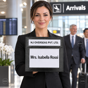 Panneau d'appel de bienvenue pour les clients de l'aéroport Divris, en cuir noir, panneau d'appel de bienvenue pour les clients, équipements hôteliers - Product Image 2