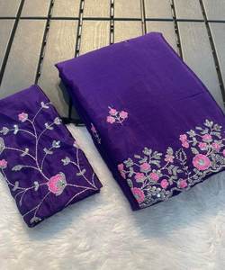 Saree inspiré de la soie avec un design en filet pour les femmes - Product Image 5