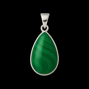 Colgante de malaquita de cabujón de Plata de Ley 925 Unisex, joyería fina con ajuste de bisel de rodio y oro, regalo de cumpleaños perfecto - Product Image 1