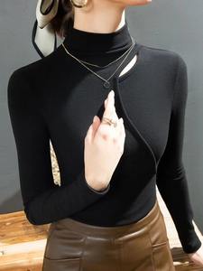 Pulls décontractés pour femmes, col roulé, manches longues, hauts chauds avec col semi-haut, chemise d'hiver, mode pour femmes - Product Image 2