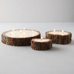 Portavelas de Madera Natural con Posavasos para Velas de Té, Decoración Navideña Hecha a Mano para el Hogar - Product Image 2