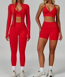 Ensemble de vêtements de gym et de fitness pour femmes grande taille personnalisé Pantalon de yoga imperméable Short de levage des fesses Hauts courts d'entraînement Nouveaux sports d'entraînement - Product Image 5