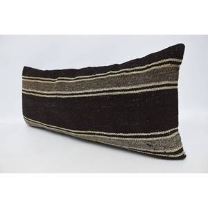 Brown Striped 16x36 Inch Wool Non-Slip Eco-Friendly Removable & Washable Vintage Pattern Woven Bolster Pillow Decorative <b>Cushion</b> - Product Image 4