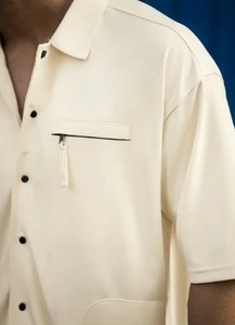 Camisa Casual para Hombre, 100% Algodón, Corte Holgado, Cuello Abierto, Diseño Transpirable de Punto, Tinte Liso, con Servicio OEM Disponible - Product Image 4