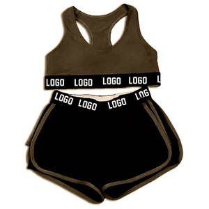 Femmes été Sports Fitness soutien-gorge et Yoga Shorts costume ensemble vente chaude Gym vêtements d'entraînement en gros motif solide - Product Image 4