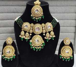 Nueva llegada hecha a mano Kundan multicolor con cuentas gargantilla conjunto de joyería con Mang Tika mujeres indias hecho a mano producto a granel - Product Image 6