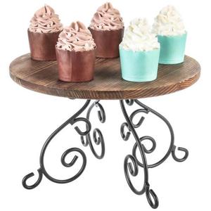 Top Trending Acacia Wood and Metal 2 Tier <b>Cake</b> Stand With Printed Enamel Top Decorative <b>Cake</b> <b>Server</b> Stand For Wedding Party Use - Product Image 4