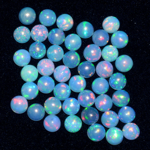AAA+ Ethiopian Opal 4mm Multi <b>Fire</b> Round Cabochon Natural Ethiopian Welo Opal Loose Gemstone Flat Back Cabochon Lot For Jewelry - Product Image 1