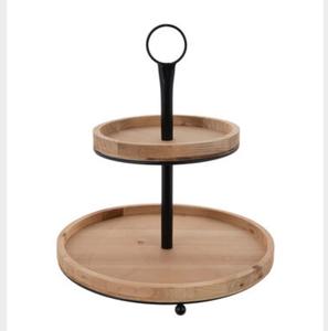 Support à gâteau en bois de luxe de conception américaine avec base en métal, forme ronde, support à gâteau pour les fêtes d'hôtel, décoration de table - Product Image 4