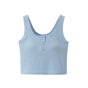 Nueva venta al por mayor en blanco mujeres Tank Tops algodón poliéster chaleco sin costuras Slim Rib camiseta femenina transpirable sin mangas chaleco camiseta - Product Image 5
