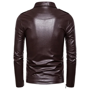 Chaqueta de Cuero Casual para Hombre de Primera Calidad, Personalizable, con Cuello Alto, para Otoño e Invierno, Estilo Urbano, Motociclista, 2026 - Product Image 4