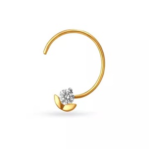 Broche nasale ronde en fil de diamant Moissanite or jaune massif 14 carats fabriquée en diamants cultivés en laboratoire cadeau de mariage bijoux de cadeau d'anniversaire - Product Image 5