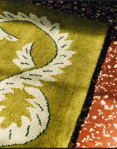 Alfombra de Diseño con Borde Tejido a Mano, Verde y Blanca, para Sala de Estar, Hoteles, Restaurantes - Product Image 4