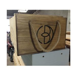 Vietnam usine moyenne boîte de rangement en bois de pin poli tenture murale poignée en corde pour placard armoire organisateurs conteneurs - Product Image 3