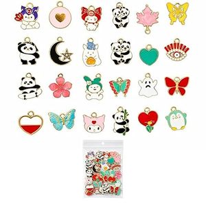 Dijes de Metal Surtidos para la Fabricación de Joyas, Dijes de Esmalte Chapados en Oro, Accesorios para Manualidades de Collares y Pulseras, Juego de Dijes - Product Image 1