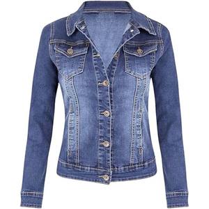 <b>Women</b> High Quality <b>Stretch</b> Blue <b>Jeans</b> Buttoned Jacket Fashionable Design Polyester Filling Sheep Skin Eco-Friendly Windproof - Product Image 4