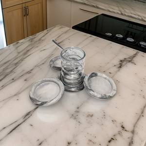 Set Of 4 Handmade <b>Marble</b> Concrete Coasters Elegant Stone Coasters Luxury Home Decor Coffee Table Accessories - Product Image 2