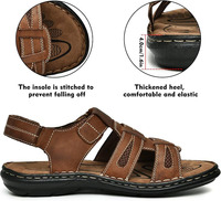 Sandales pour hommes confortables à bout ouvert de haute qualité en cuir pleine fleur élégant avec sangles à crochet et boucle souples réglables en gros